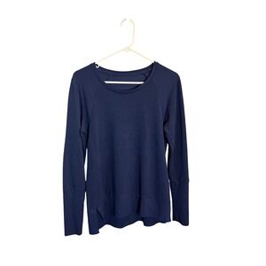 Athleta Long Sleeve Top Navy Blue Athletic Workout Pullover Size M (Missing Tag)
